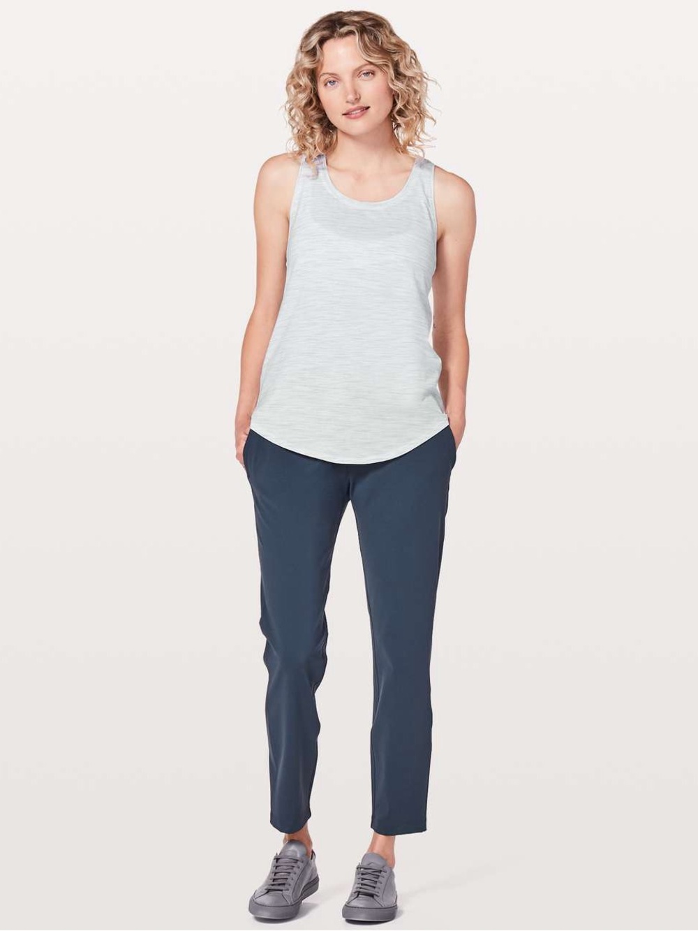 Lululemon Love Tank Pleated Space Dye Ice Grey Alpine White - Picture 6 of 8